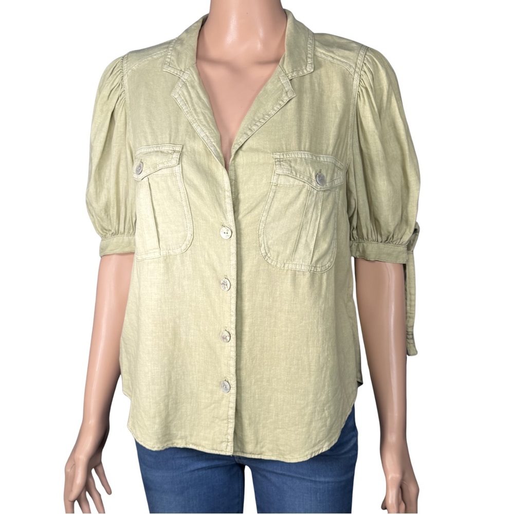 Free People‎ “Safari Babe” Linen-Blend Button Front Top – Size XS